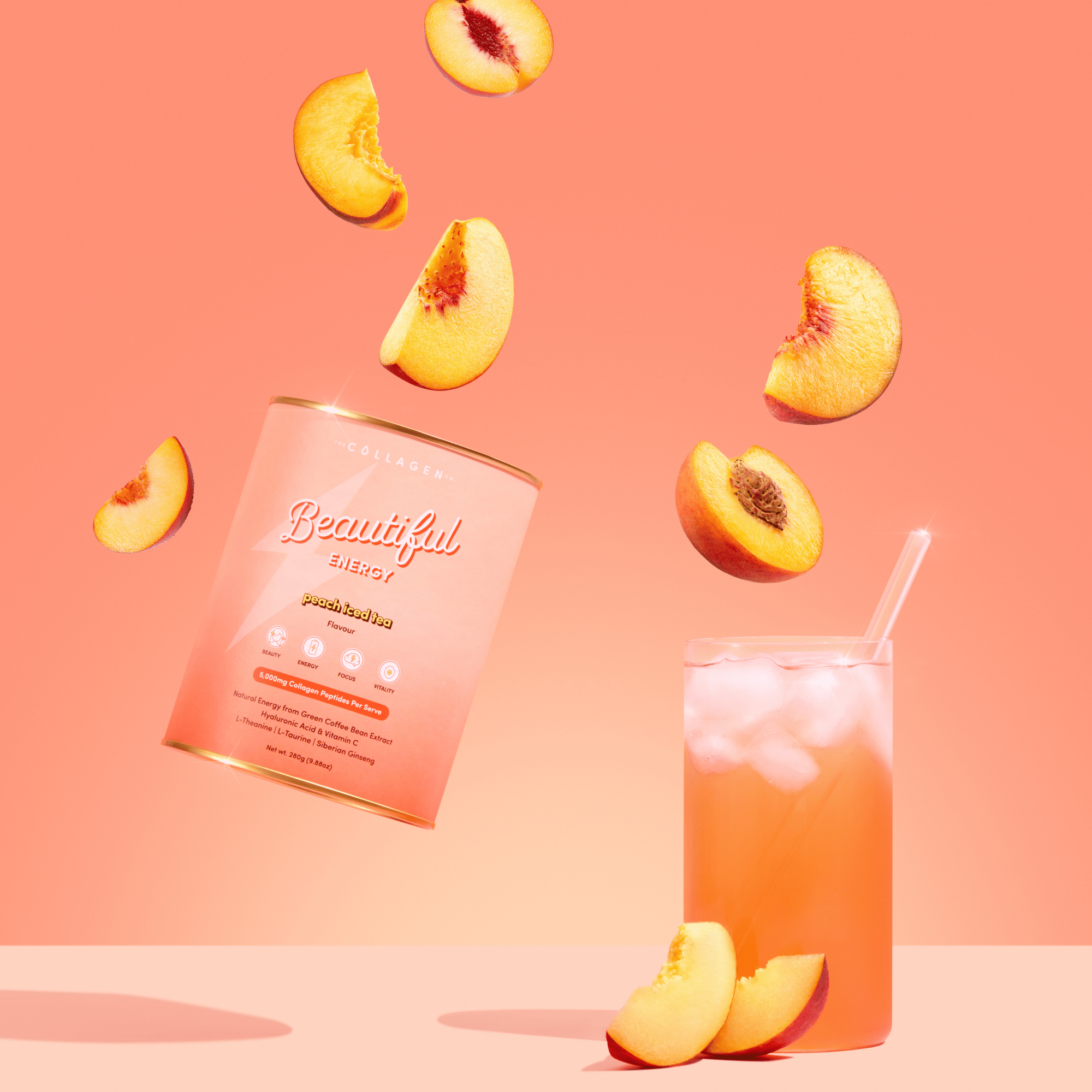 Peach Iced Tea Beautiful Energy - 280g - The Collagen Co.