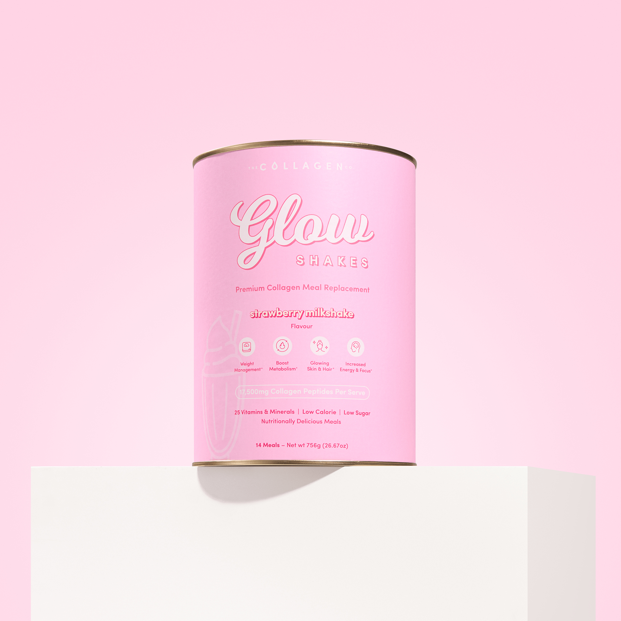 Strawberry Milkshake Collagen Meal Replacement - 756g - The Collagen Co.