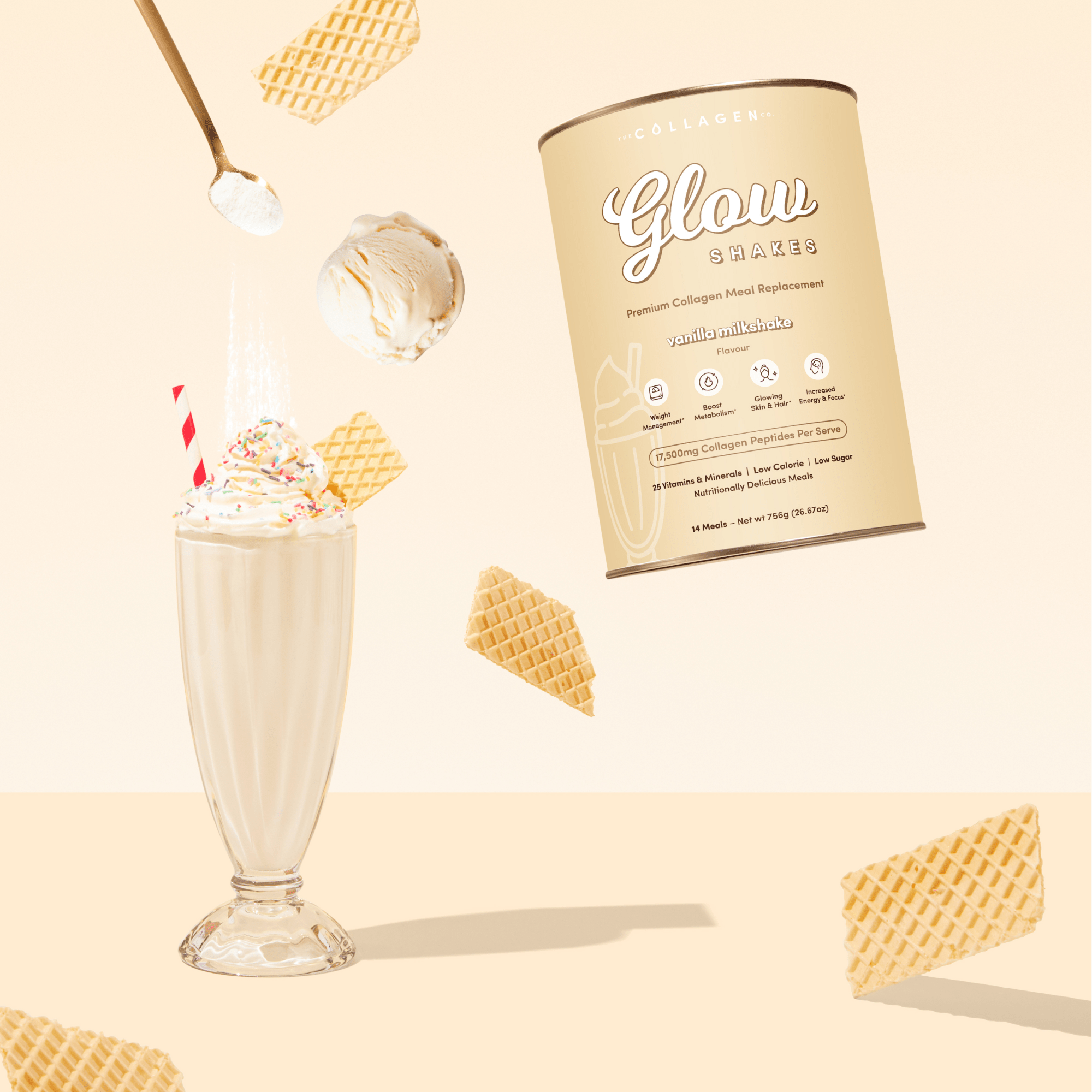 Vanilla Milkshake Collagen Meal Replacement - 756g - The Collagen Co.