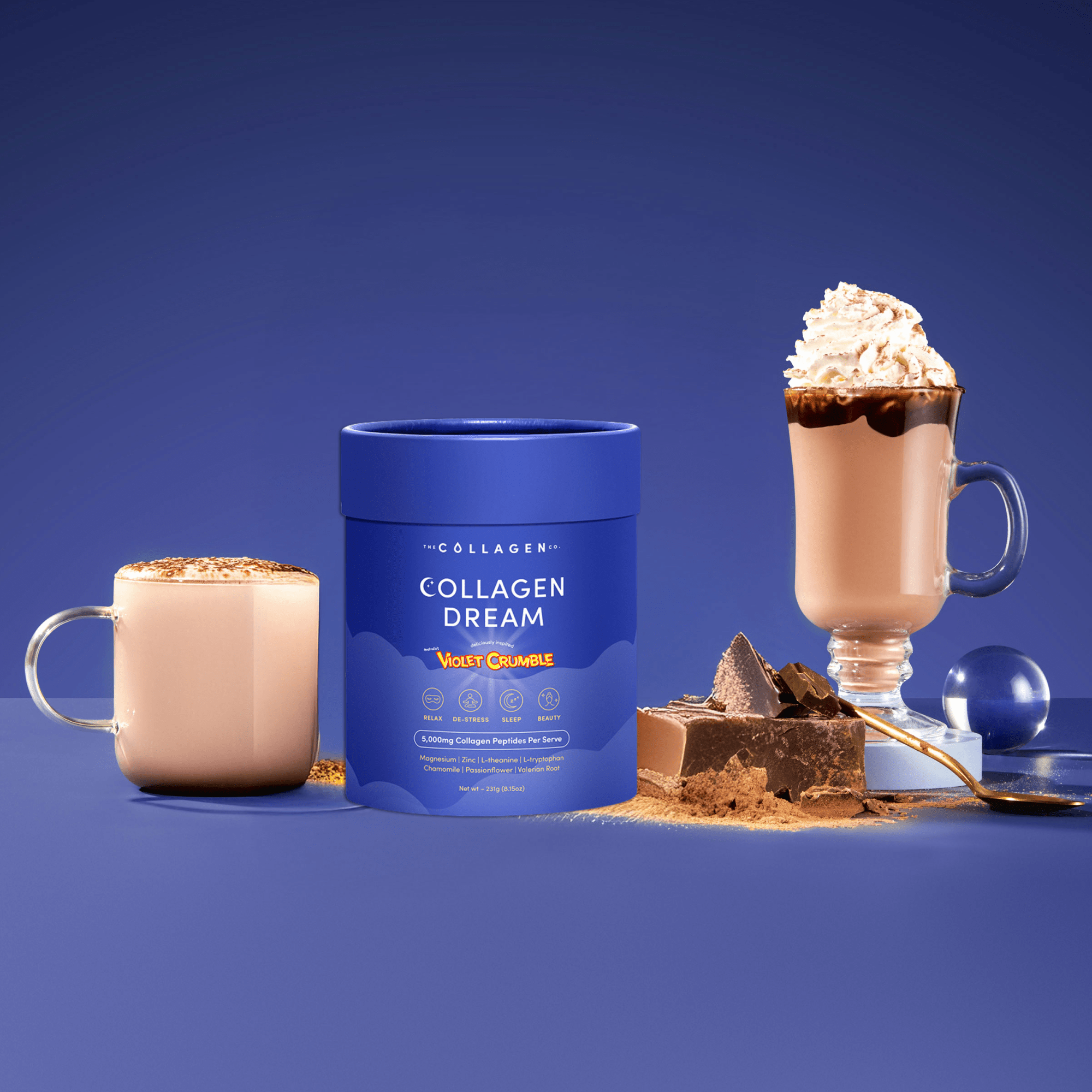 Violet Crumble Collagen Dream Advanced Sleep Formula Hot Chocolate - 231g - The Collagen Co.