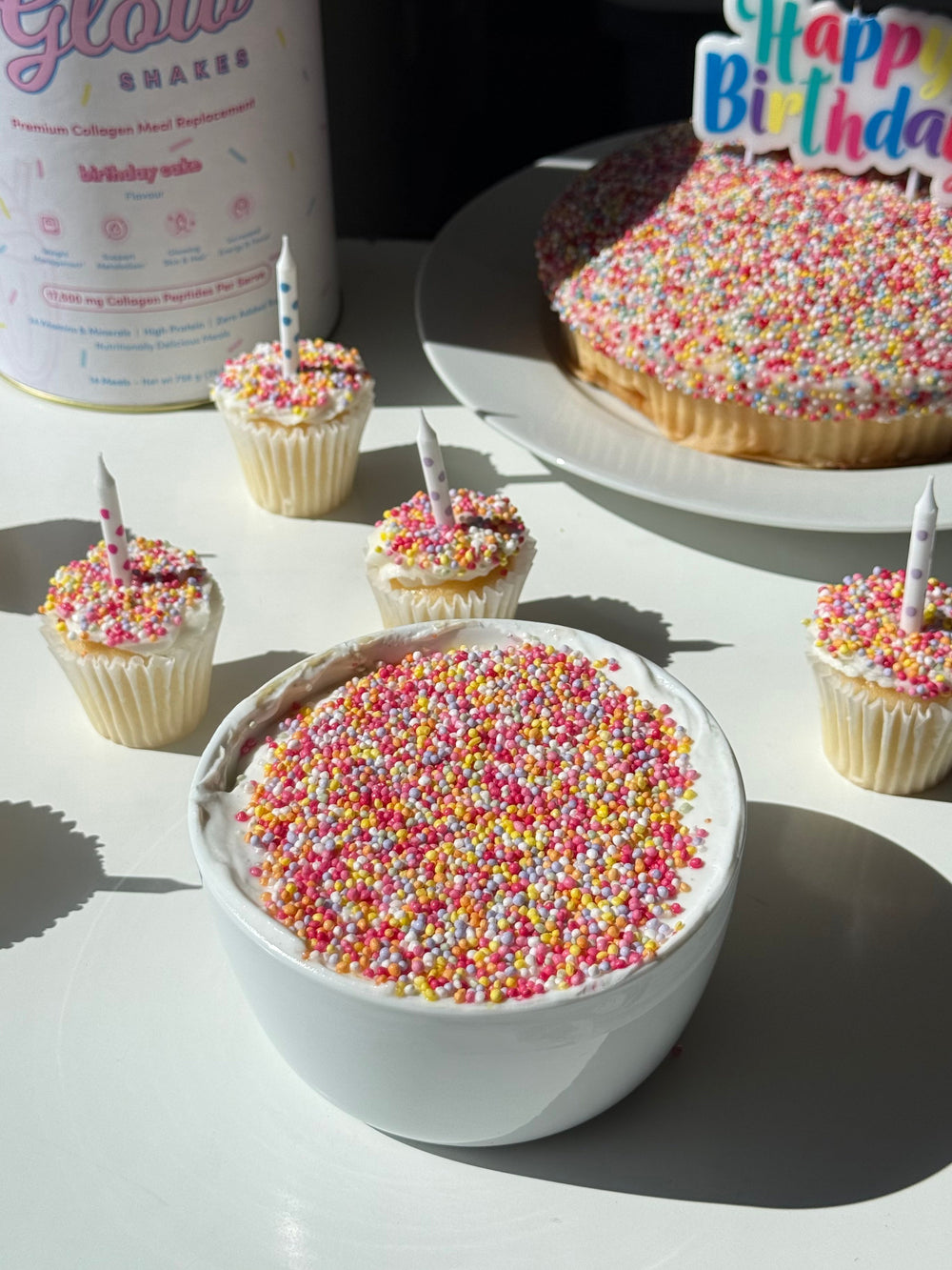 Birthday Cake Glow Shake Dot Cake