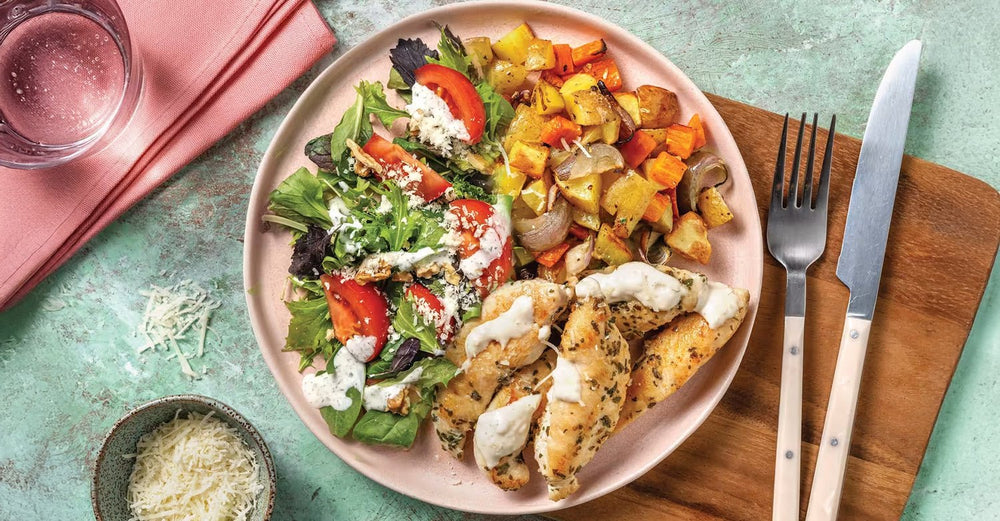 HelloFresh's Garlicky Beef & Caesar-Style Salad with Roast Veggies & Walnuts - The Collagen Co.