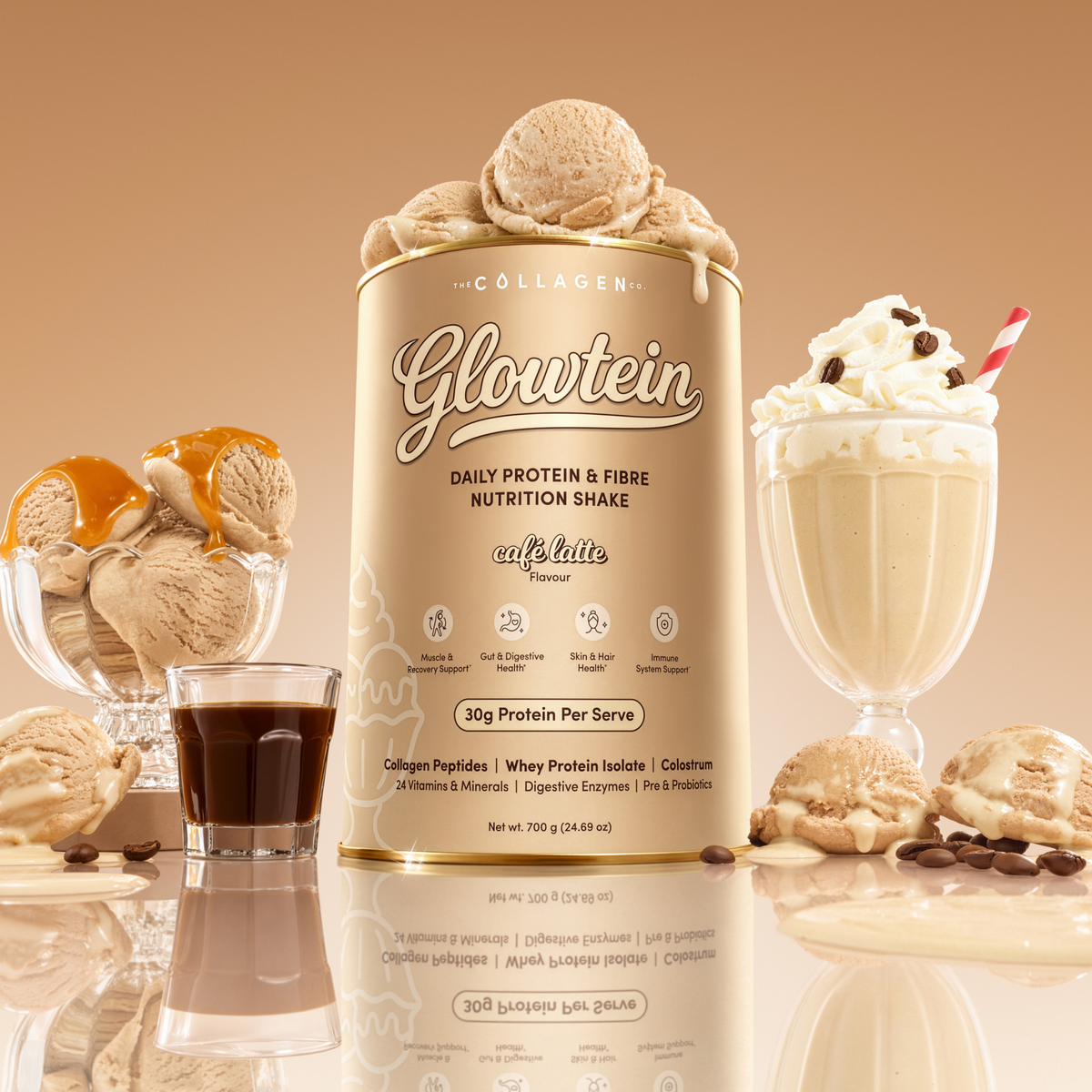 Cafe Latte Glowtein High Protein & Fibre Shake - 700g