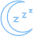 A blue crescent moon with "zzz" symbols, typically representing sleep supplements or nighttime beauty products.