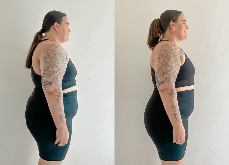 Foto comparativa de progreso corporal