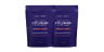 Two purple collagen supplement pouches with silver and white text, promoting beauty and health benefits.