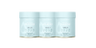 Three elegant, light-blue collagen supplement containers aligned side by side, enhancing beauty and wellness appeal.