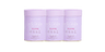 Three pastel purple collagen supplement containers with "Super Pearl" text, highlighting beauty benefits.