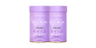 Two lavender collagen supplement containers with gold accents, labeled for skin and beauty enhancement.