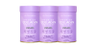 Three purple containers of collagen supplements with "Beauty Collagen" and other text, designed for promoting skin health and beauty.