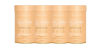 Four peach-colored collagen supplement containers, labeled "Daily Beauty," side by side on a white background.