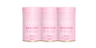 Three pink collagen supplement containers aligned side by side, emphasizing beauty and wellness.