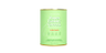Green collagen supplement container promoting beauty benefits, with elegant branding and gold accents.