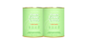Two green collagen supplement containers side by side, with gold lids and white text highlighting beauty and wellness benefits.
