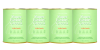 Four green containers of collagen supplement, labeled for hair, skin, and nails support, positioned in a row.