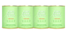 Four green containers of collagen supplement, labeled for hair, skin, and nails support, positioned in a row.