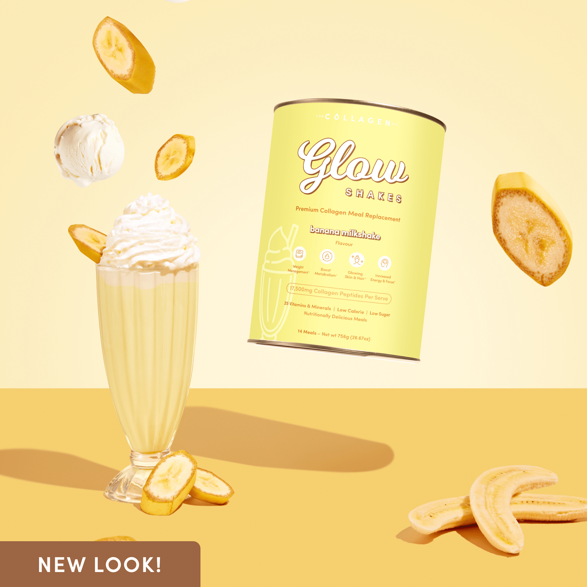 Banana Milkshake Collagen Meal Replacement - 756g - The Collagen Co.