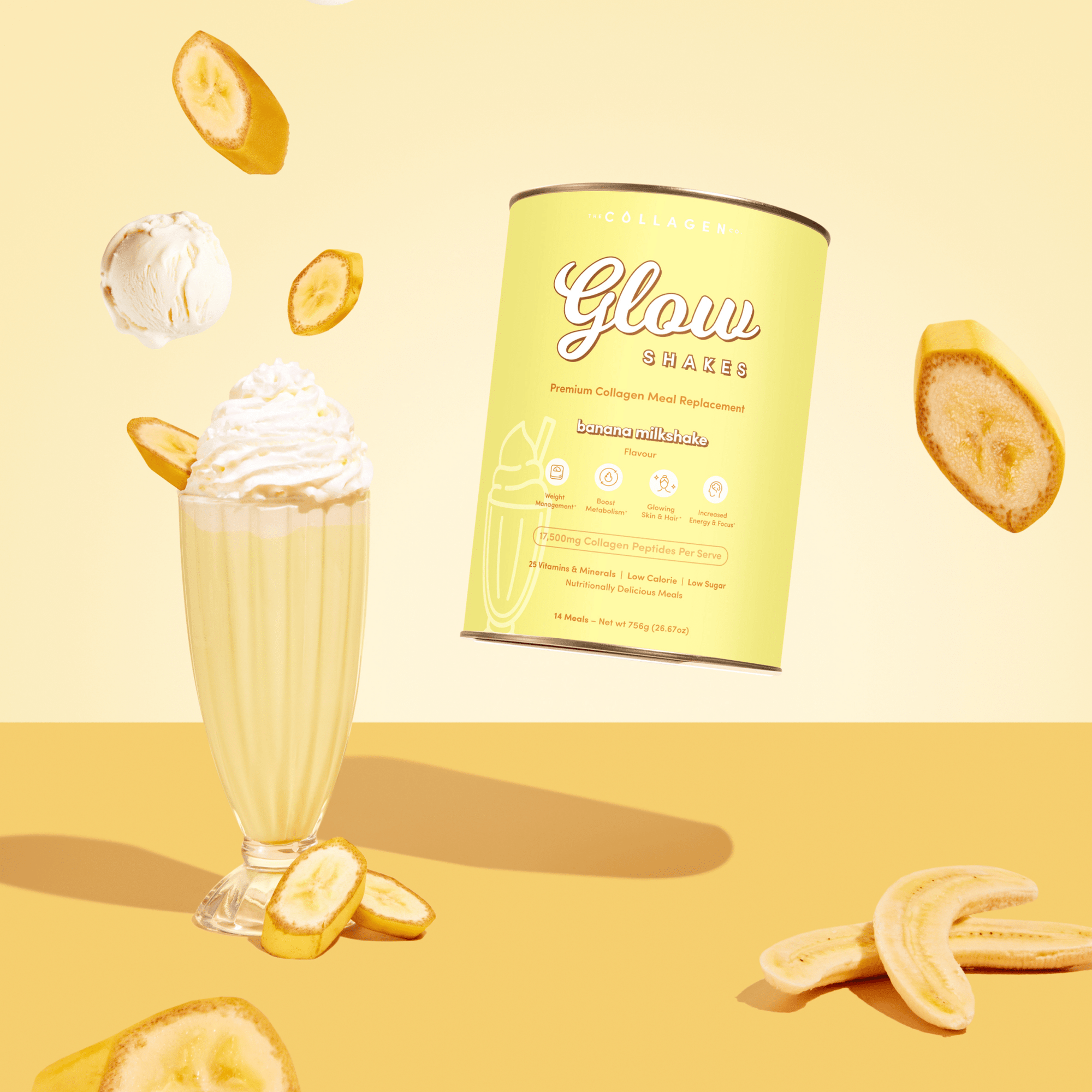 Banana Milkshake Collagen Meal Replacement - 756g - The Collagen Co.