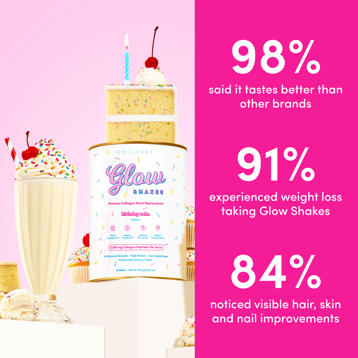 Birthday Cake Collagen Meal Replacement - 756g - The Collagen Co.