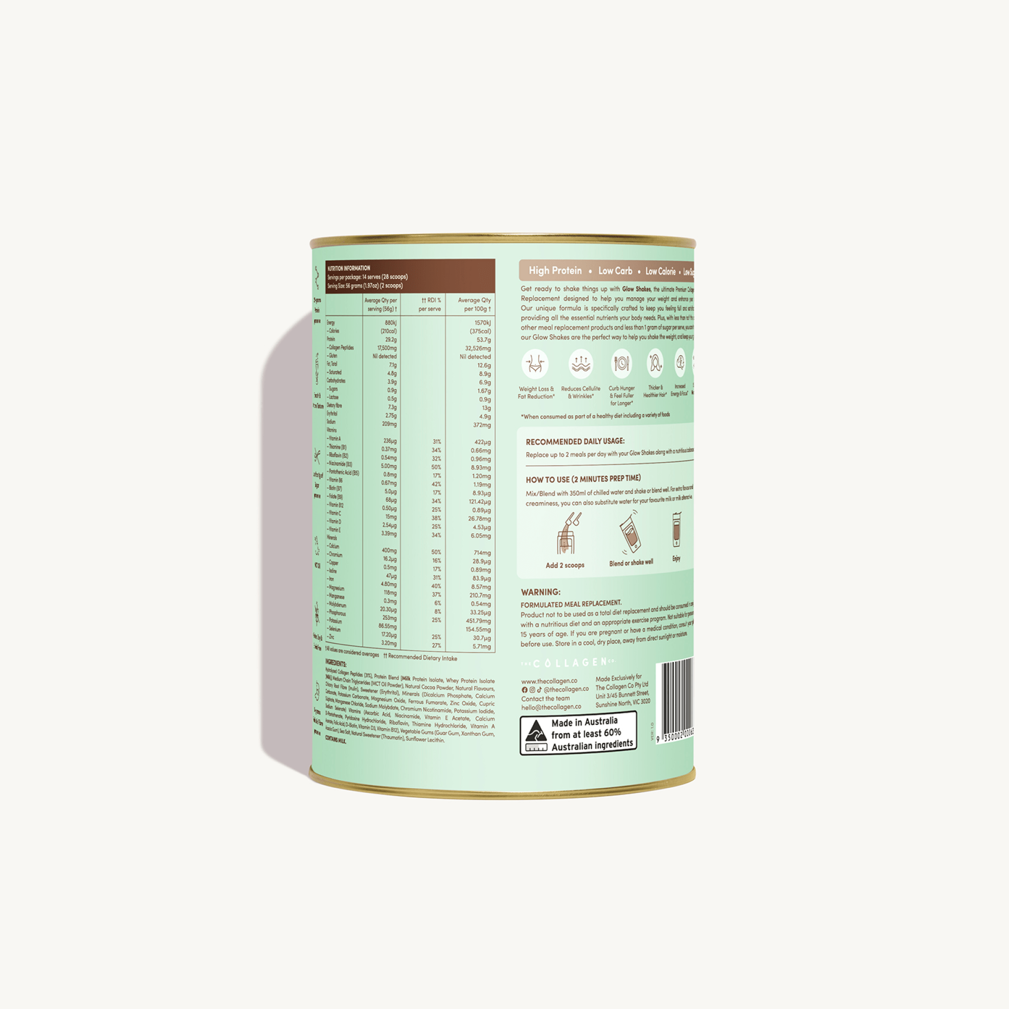 Choc - Mint Collagen Meal Replacement - 784g - The Collagen Co.