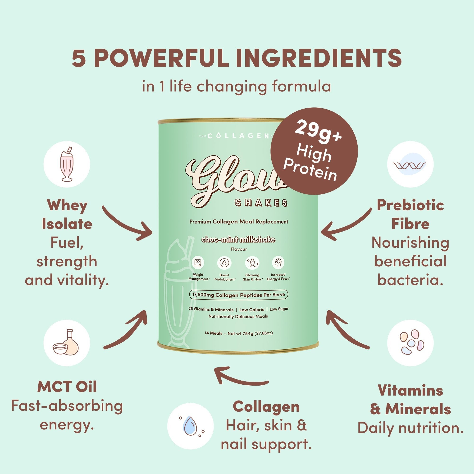 Choc-Mint Collagen Meal Replacement - 784g - The Collagen Co.
