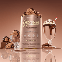 Chocolate Ice Cream Glowtein High Protein & Fibre Shake - 700g - The Collagen Co.