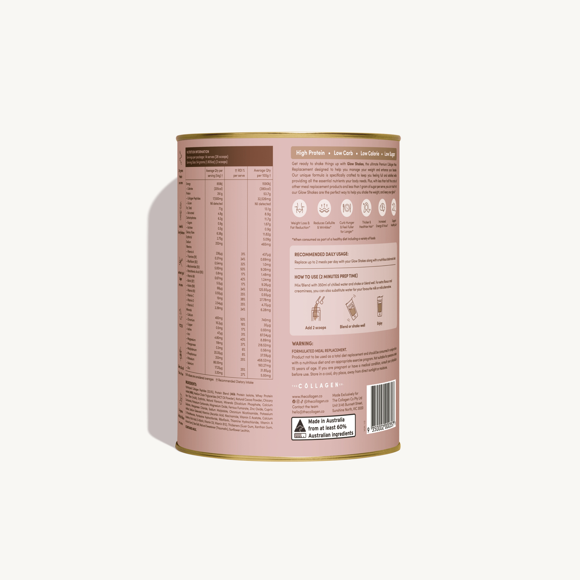 Chocolate Milkshake Collagen Meal Replacement - 756g - The Collagen Co.