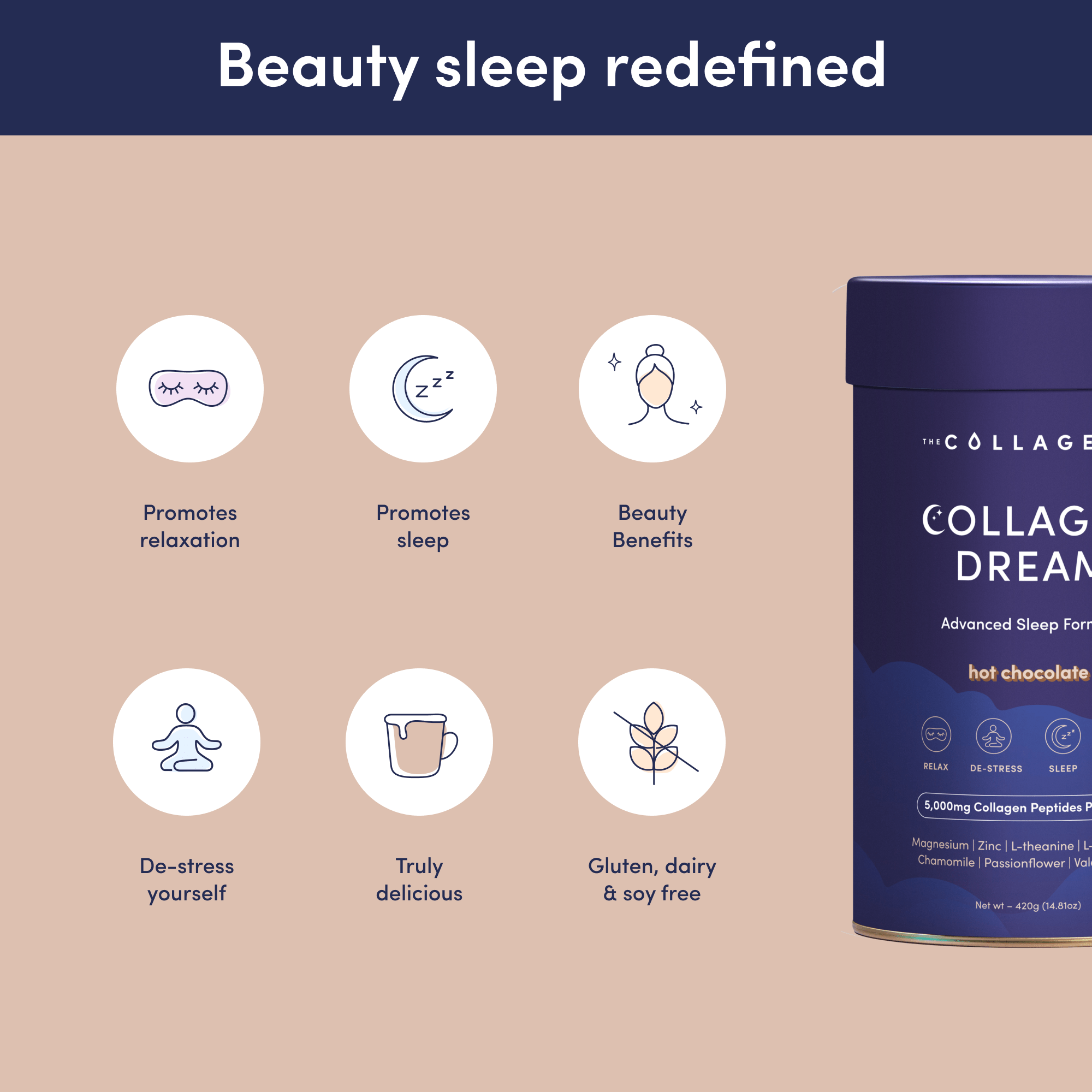 Collagen Dream Advanced Sleep Formula Hot Chocolate - 420g - The Collagen Co.