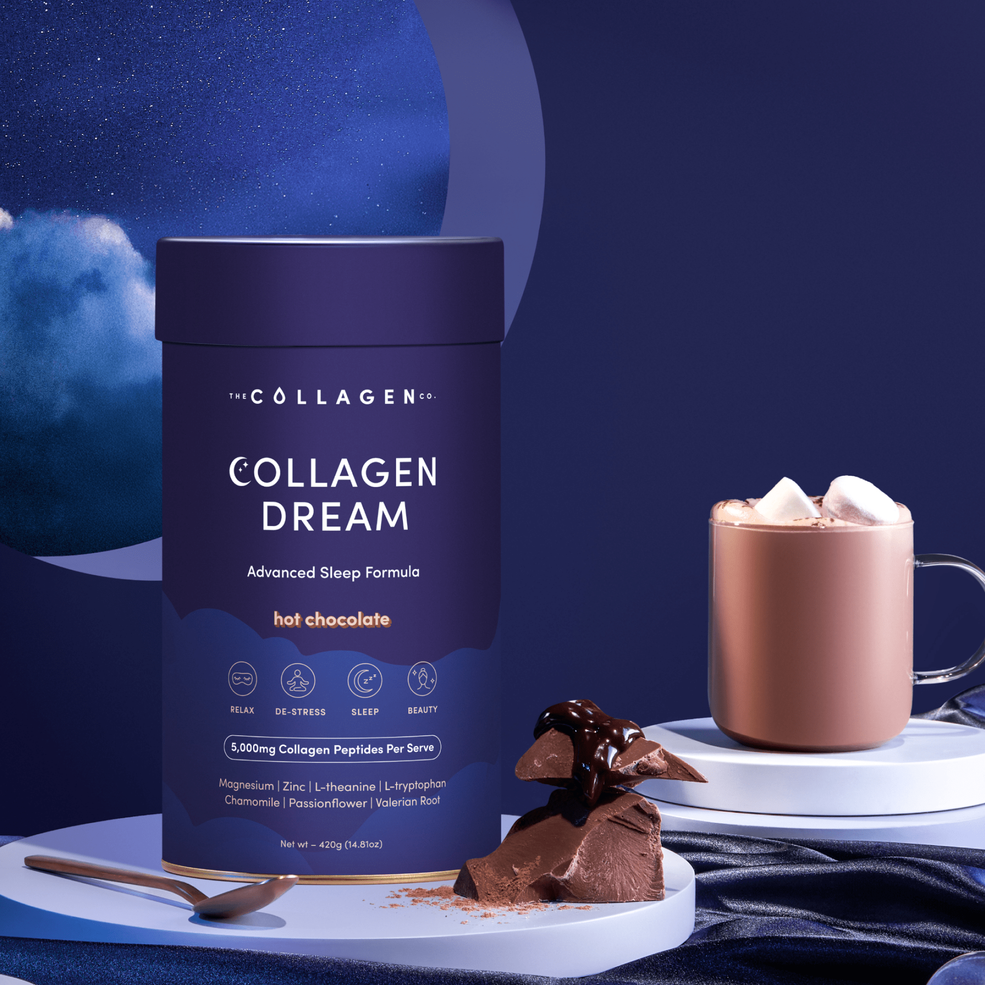 Collagen Dream Advanced Sleep Formula Hot Chocolate - 420g - The Collagen Co.