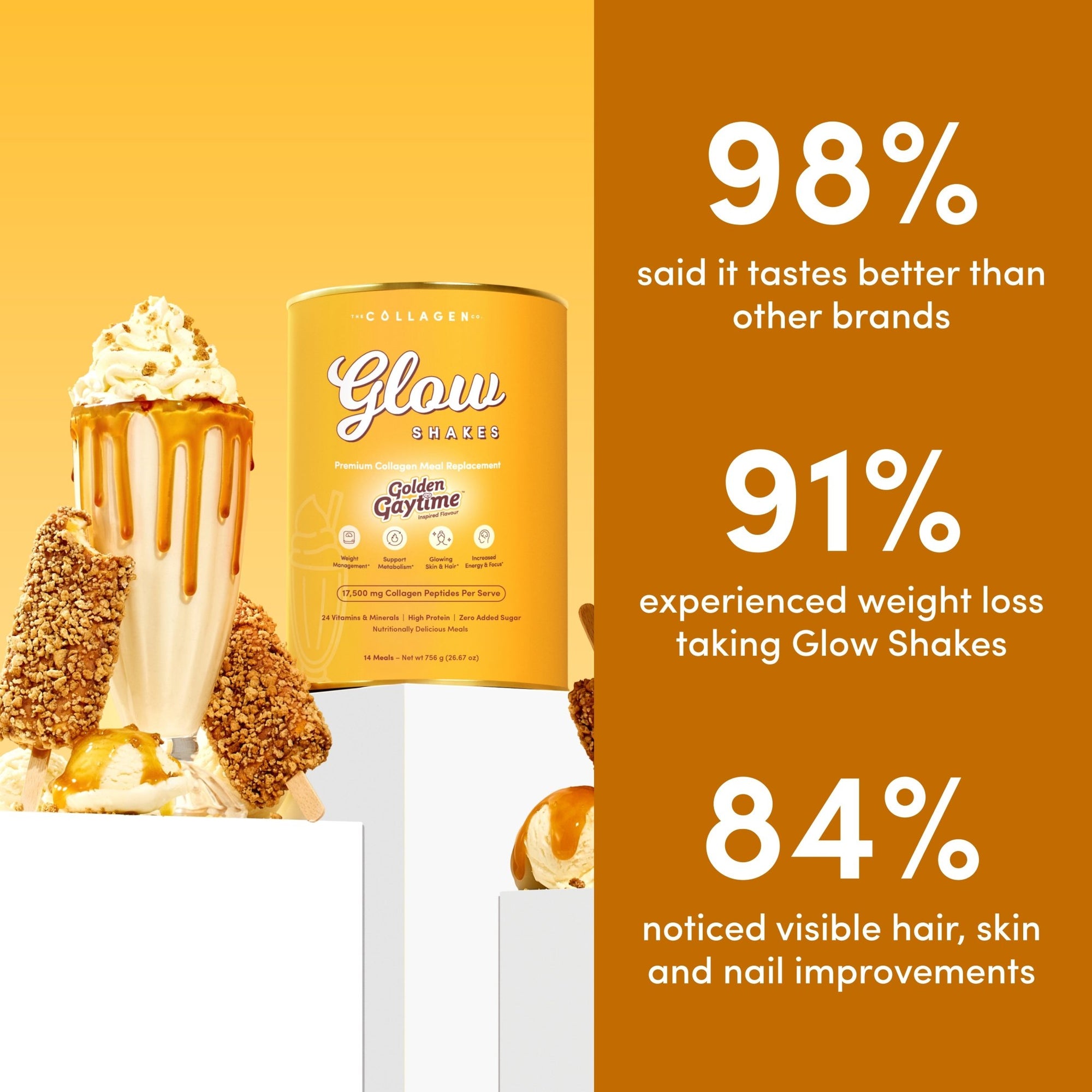 Golden Gaytime Golden Cookie Crumble Milkshake Collagen Meal Replacement - 756g - The Collagen Co.