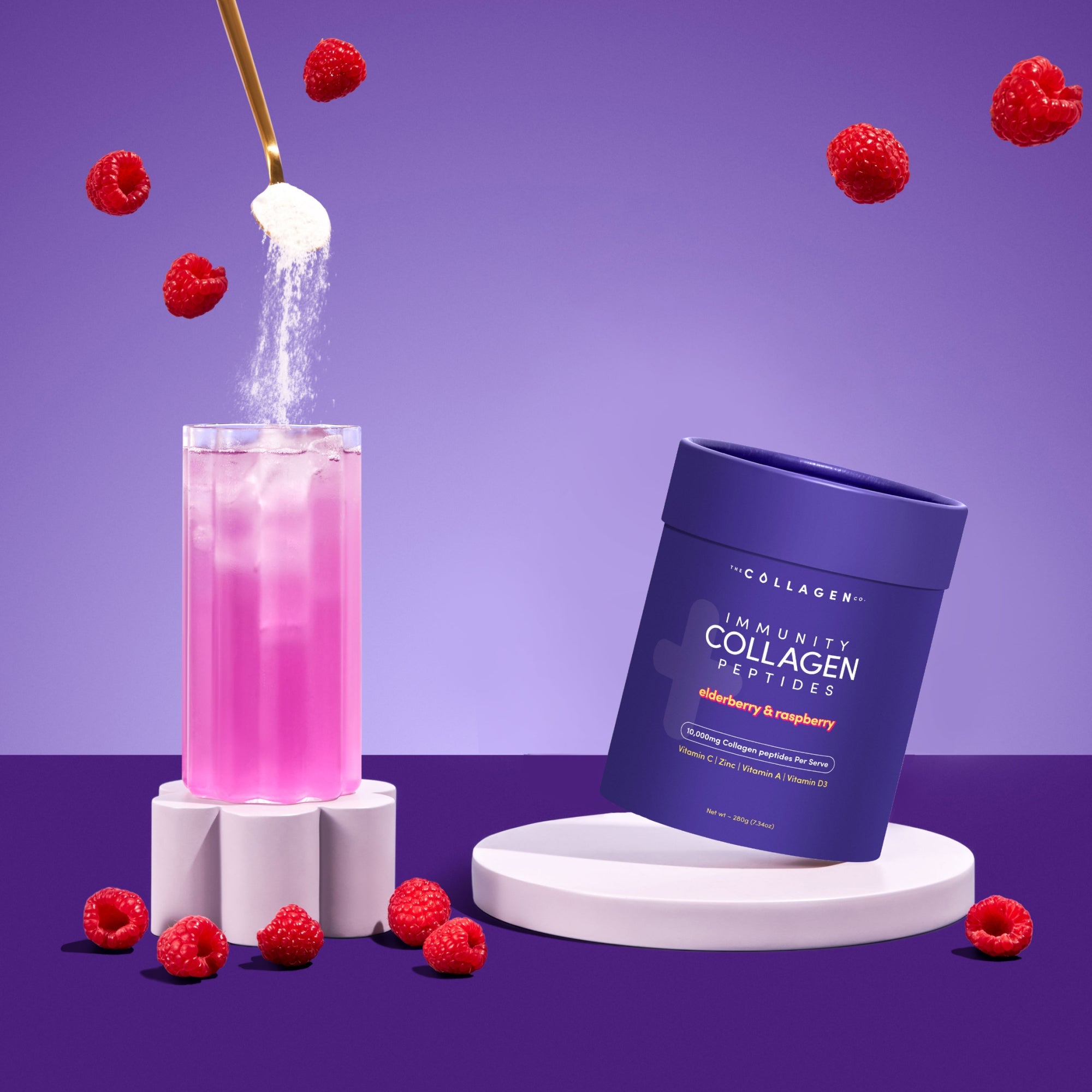 Immunity Collagen Peptides - Elderberry & Raspberry 208g - The Collagen Co.