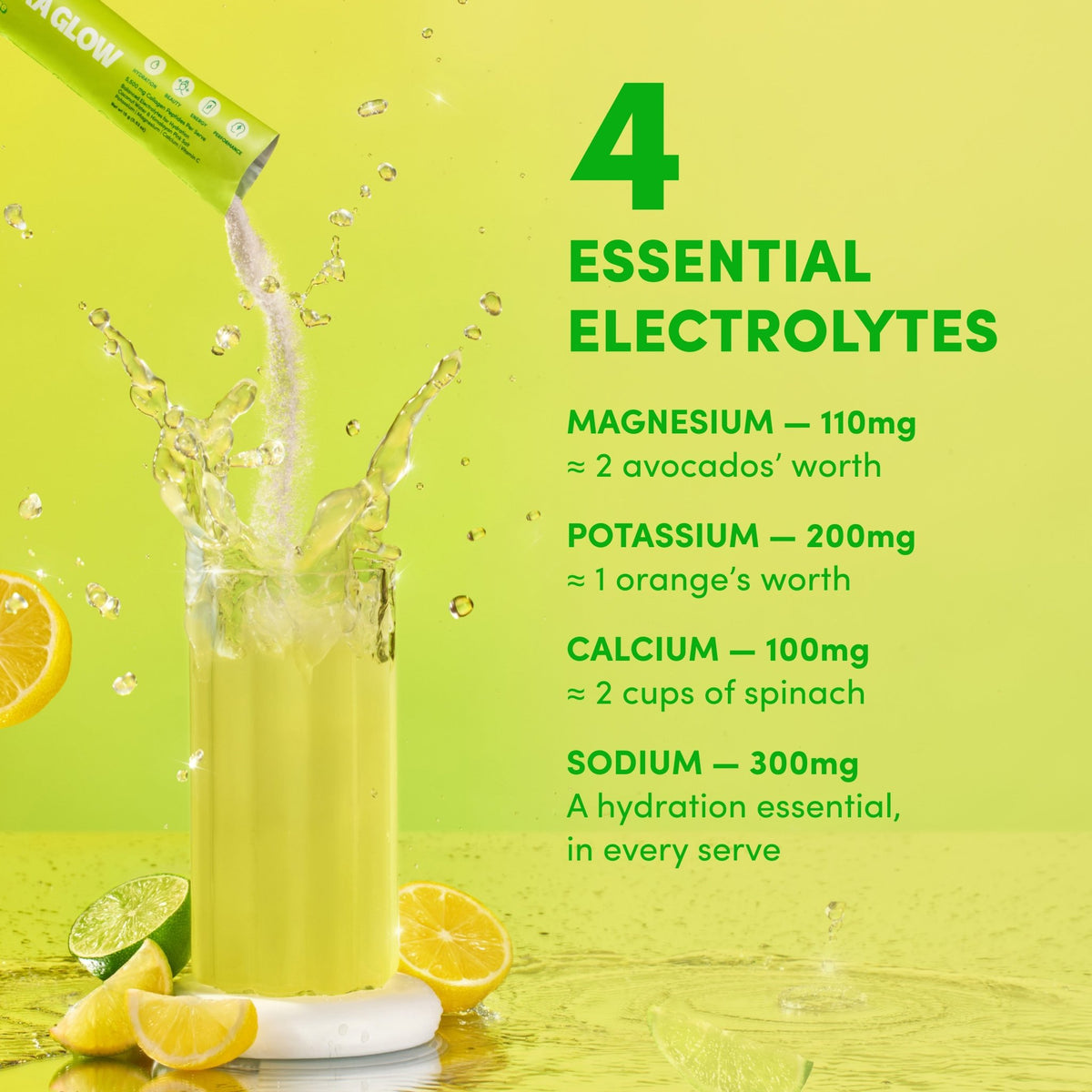 Lemon Lime Hydraglow Collagen Electrolytes Sachets - 210g - The Collagen Co.