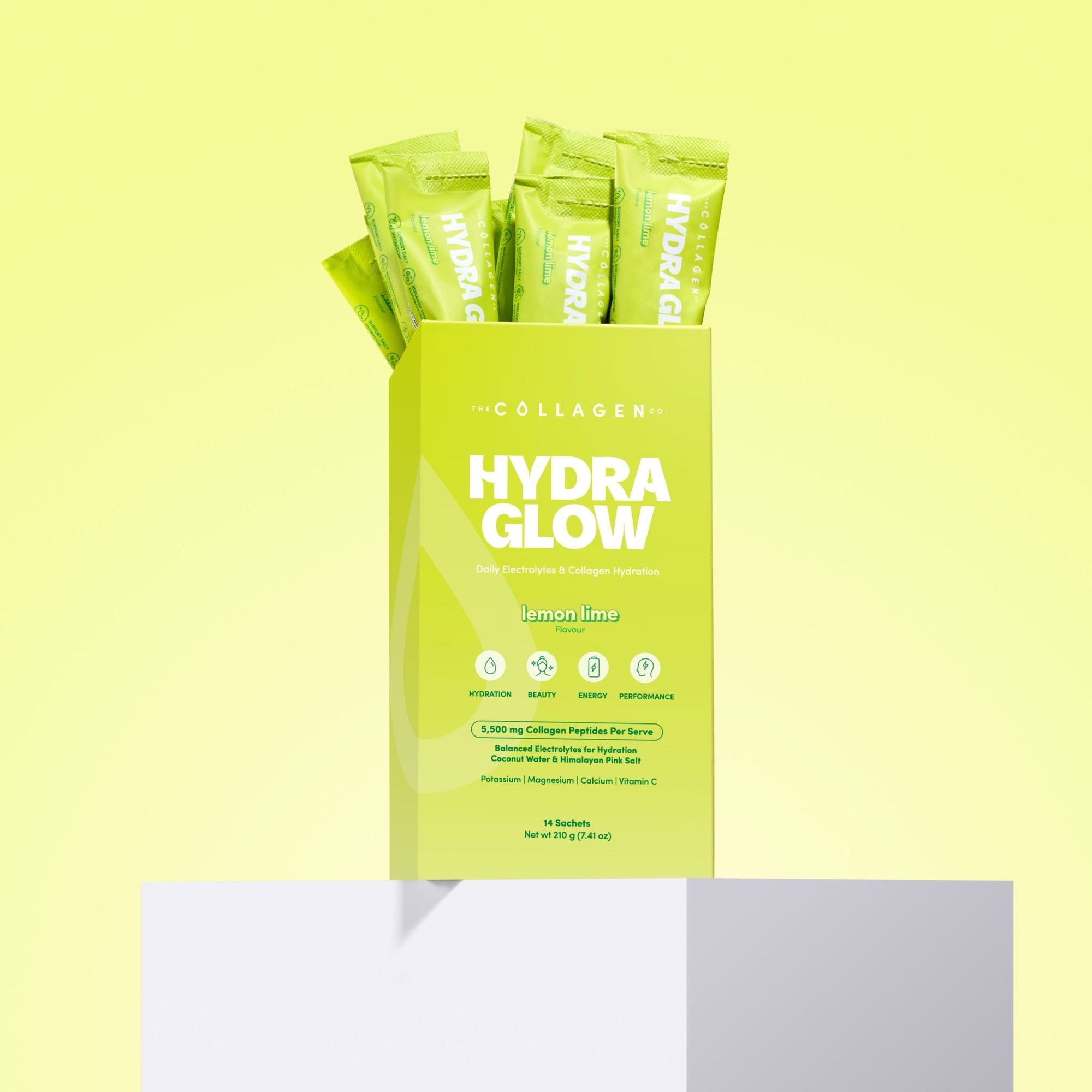 Lemon Lime Hydraglow Collagen Electrolytes Sachets - 210g - The Collagen Co.