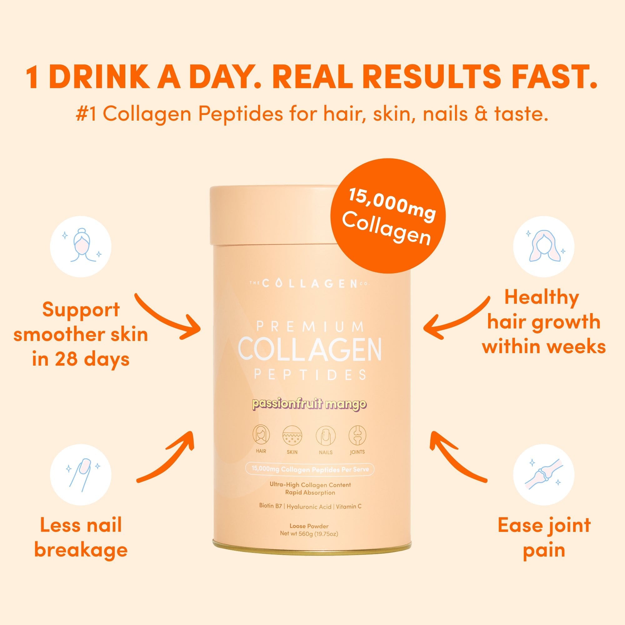 Passionfruit Mango Collagen Powder - 560g - The Collagen Co.