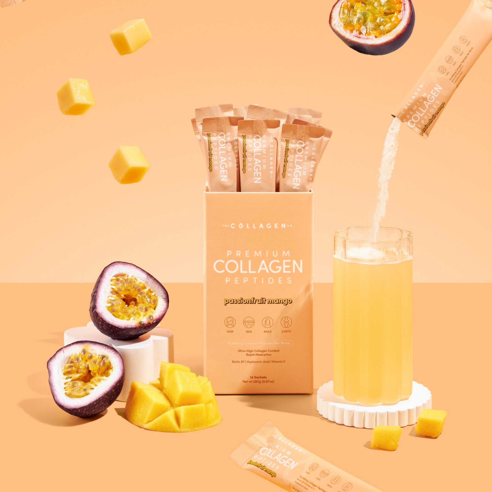 Passionfruit Mango Collagen Sachets - 280g - The Collagen Co.