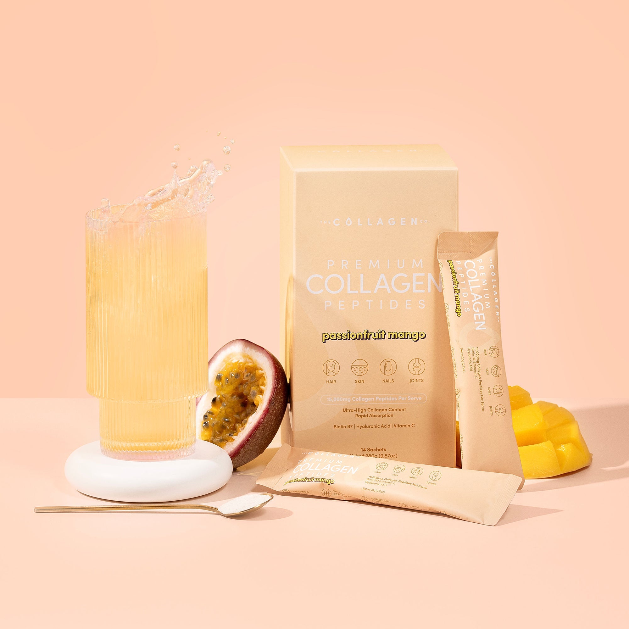 Passionfruit Mango Collagen Sachets - 280g - The Collagen Co.