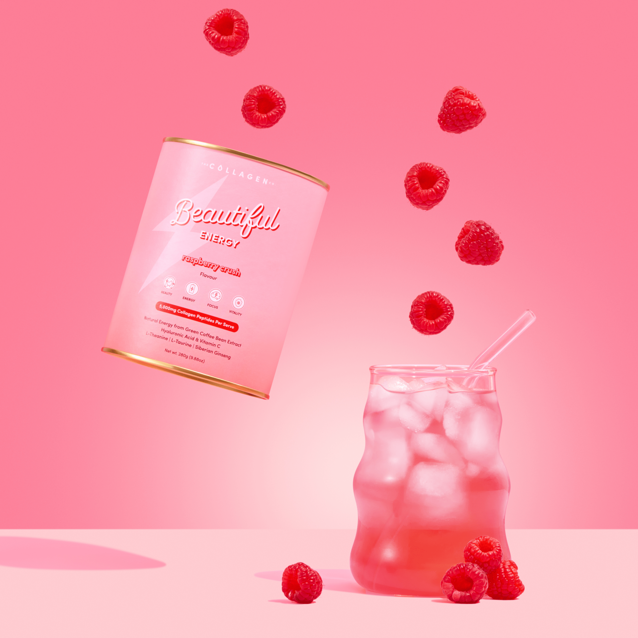 Crush Raspberry Lemon Raspberry Crush Beautiful Energy - 280g – The Collagen Co.