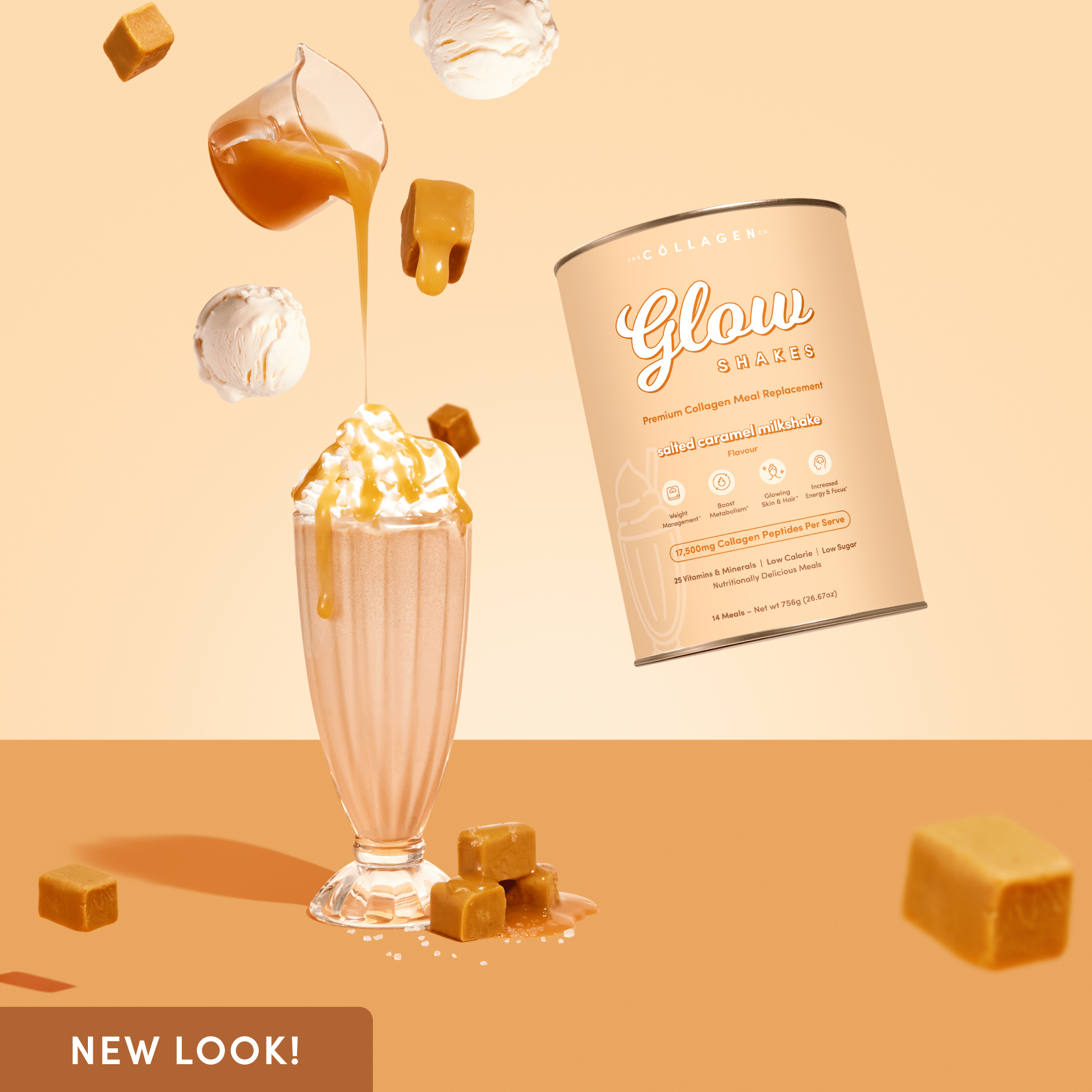 Salted Caramel Milkshake Collagen Meal Replacement - 756g - The Collagen Co.