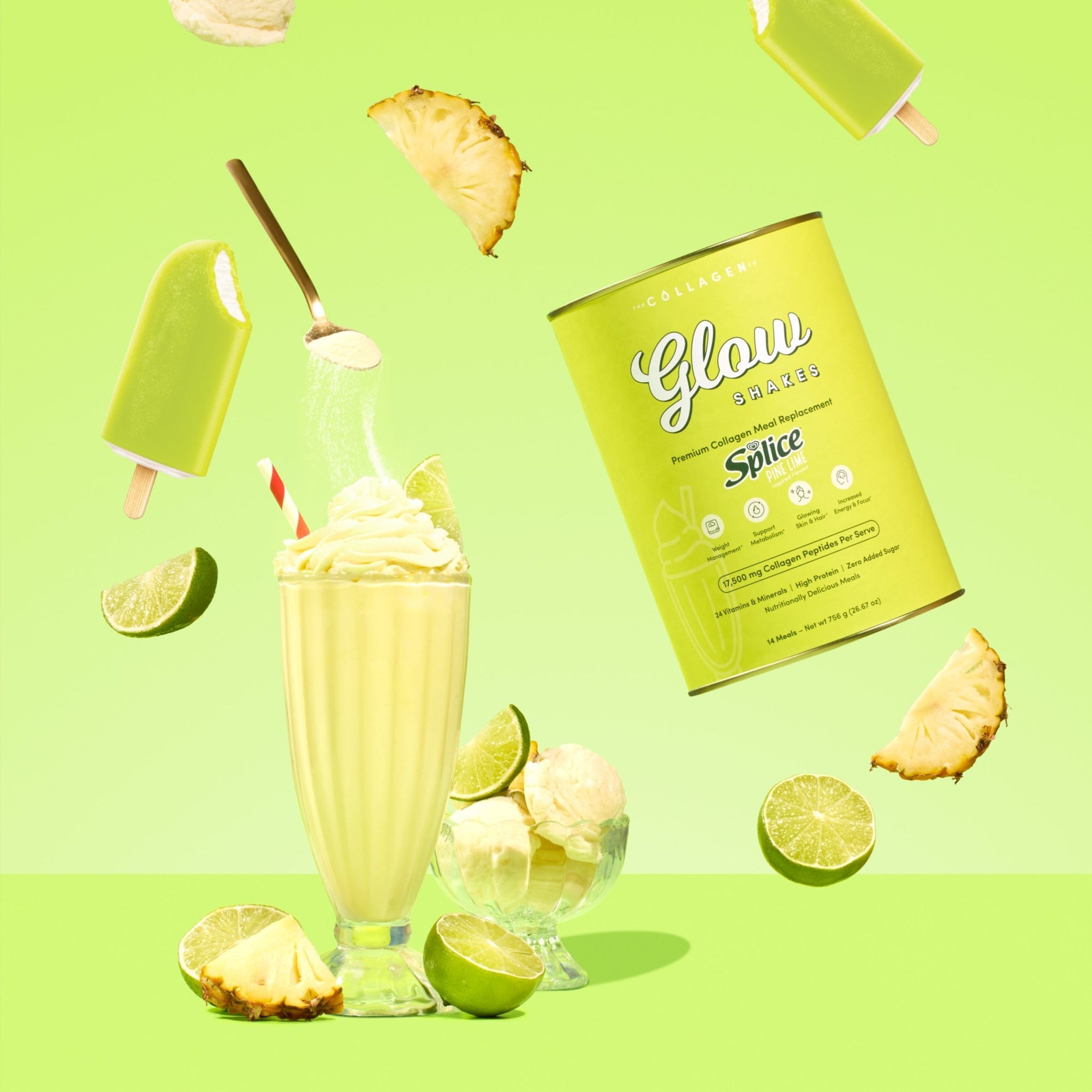 Splice Pine Lime Ice Cream Collagen Meal Replacement - 756g - The Collagen Co.