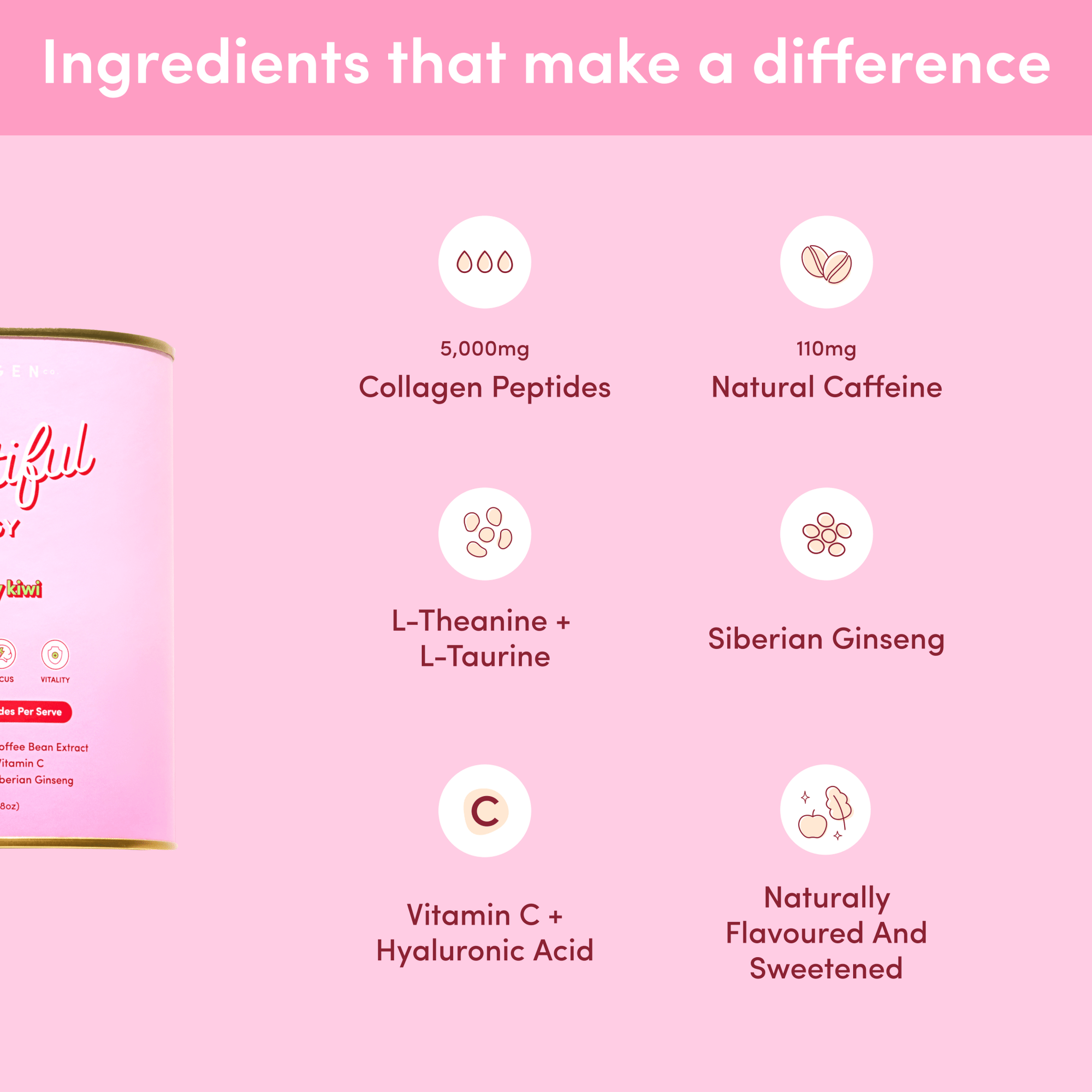 Strawberry Kiwi Beautiful Energy - 280g - The Collagen Co.