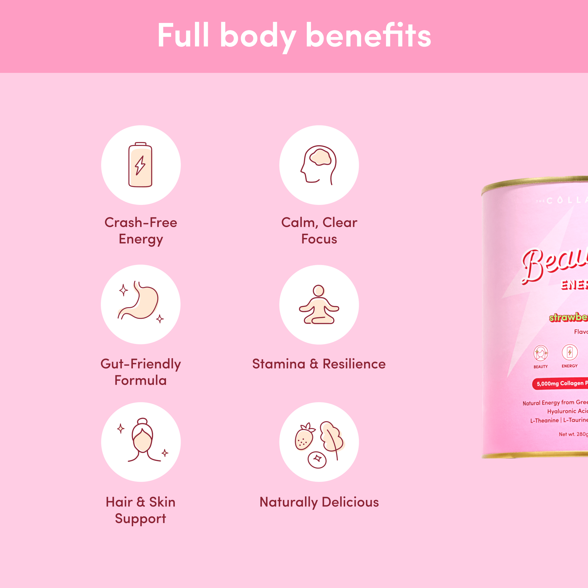 Strawberry Kiwi Beautiful Energy - 280g - The Collagen Co.