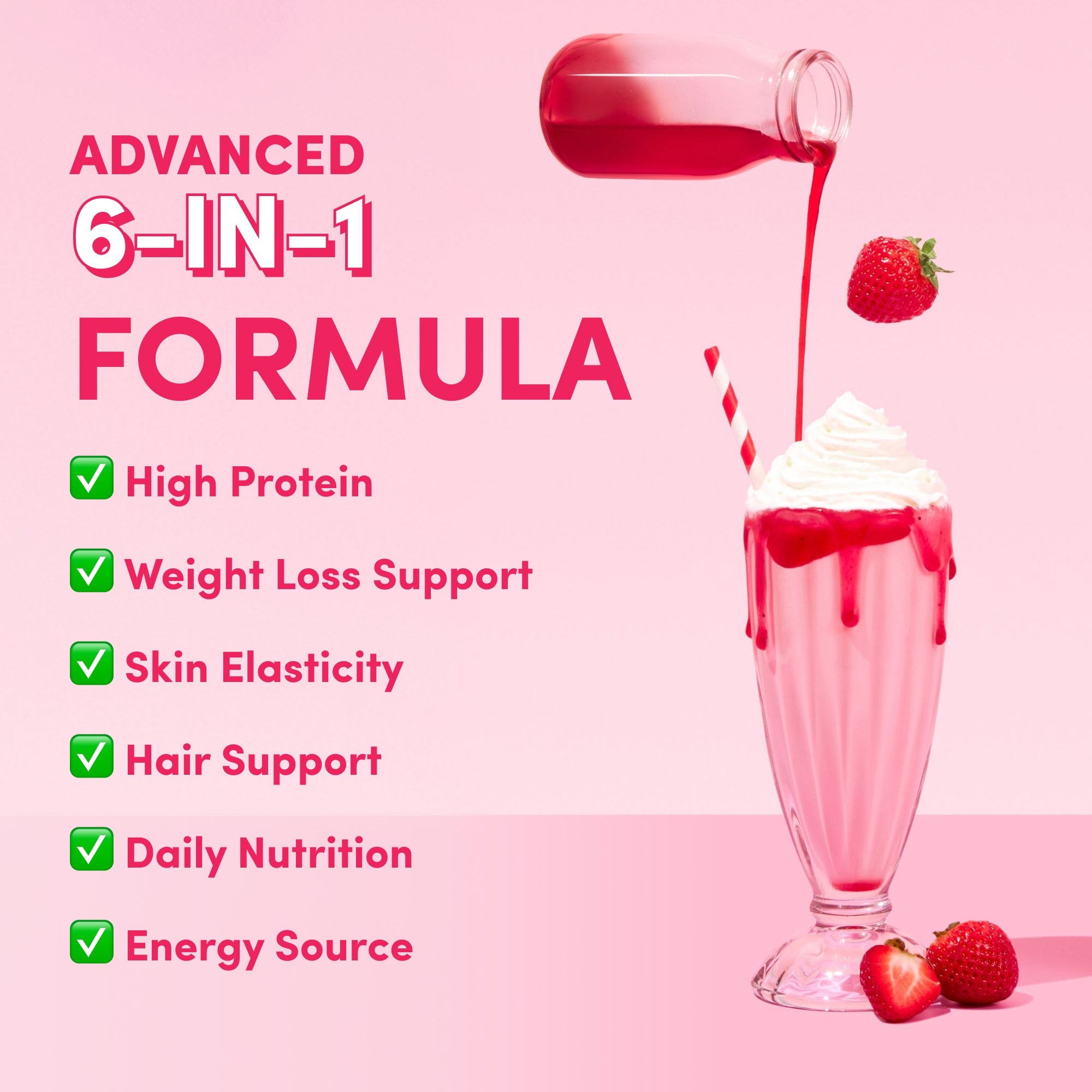 Strawberry Milkshake Collagen Meal Replacement - 756g - The Collagen Co.