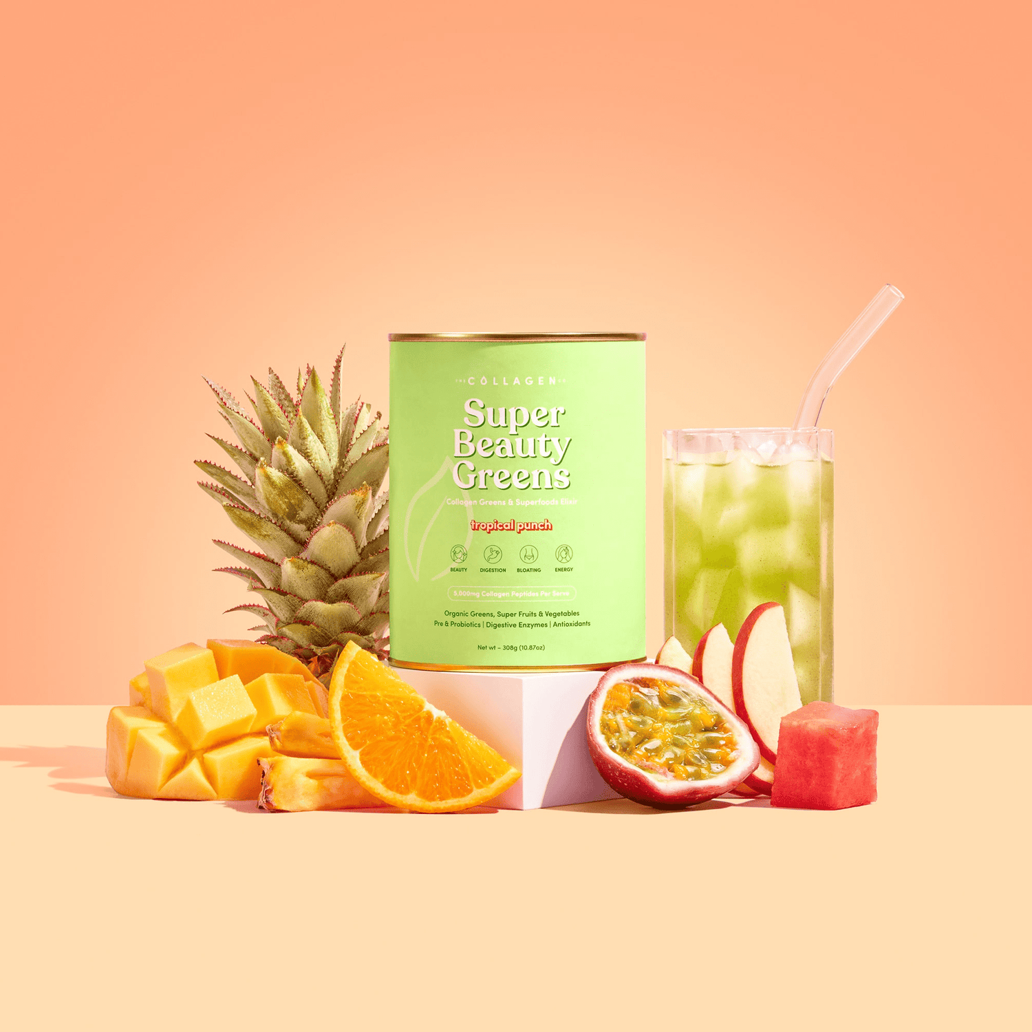 The Collagen Co Super Beauty Greens Tropical Punch 308g