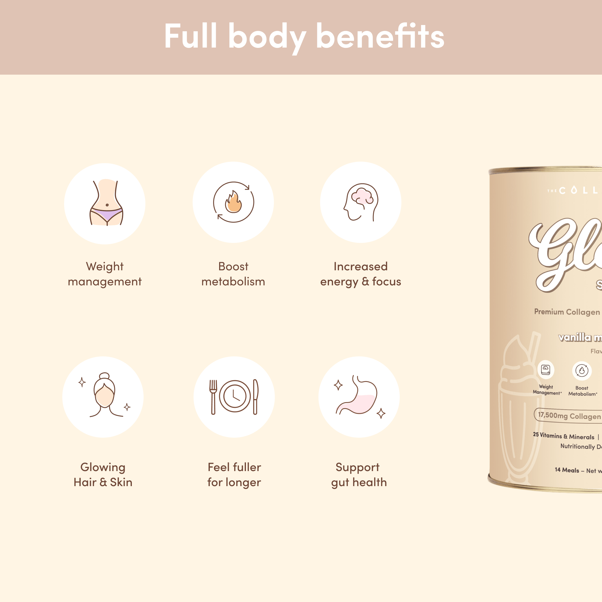 Vanilla Milkshake Collagen Meal Replacement - 756g - The Collagen Co.