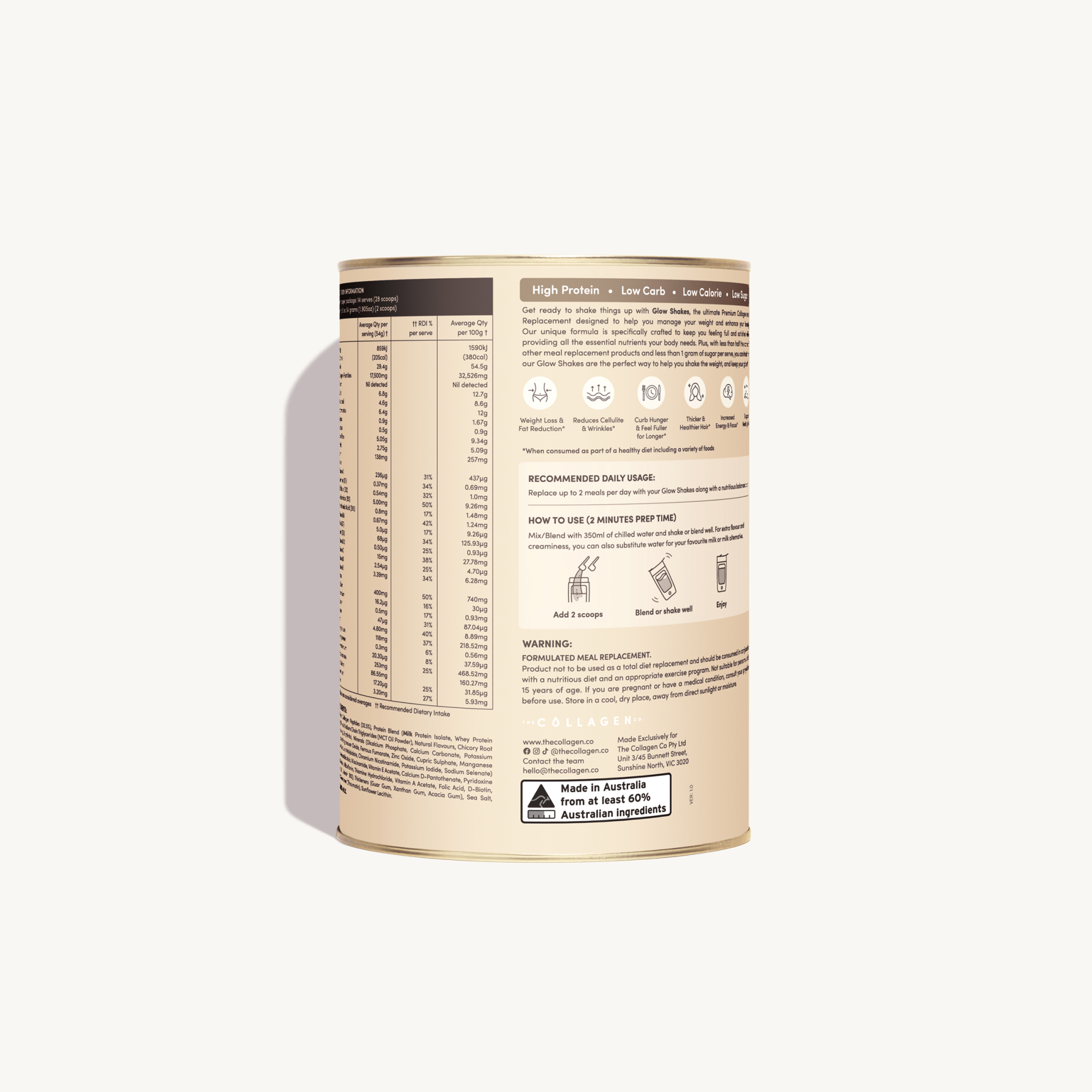 Vanilla Milkshake Collagen Meal Replacement - 756g - The Collagen Co.