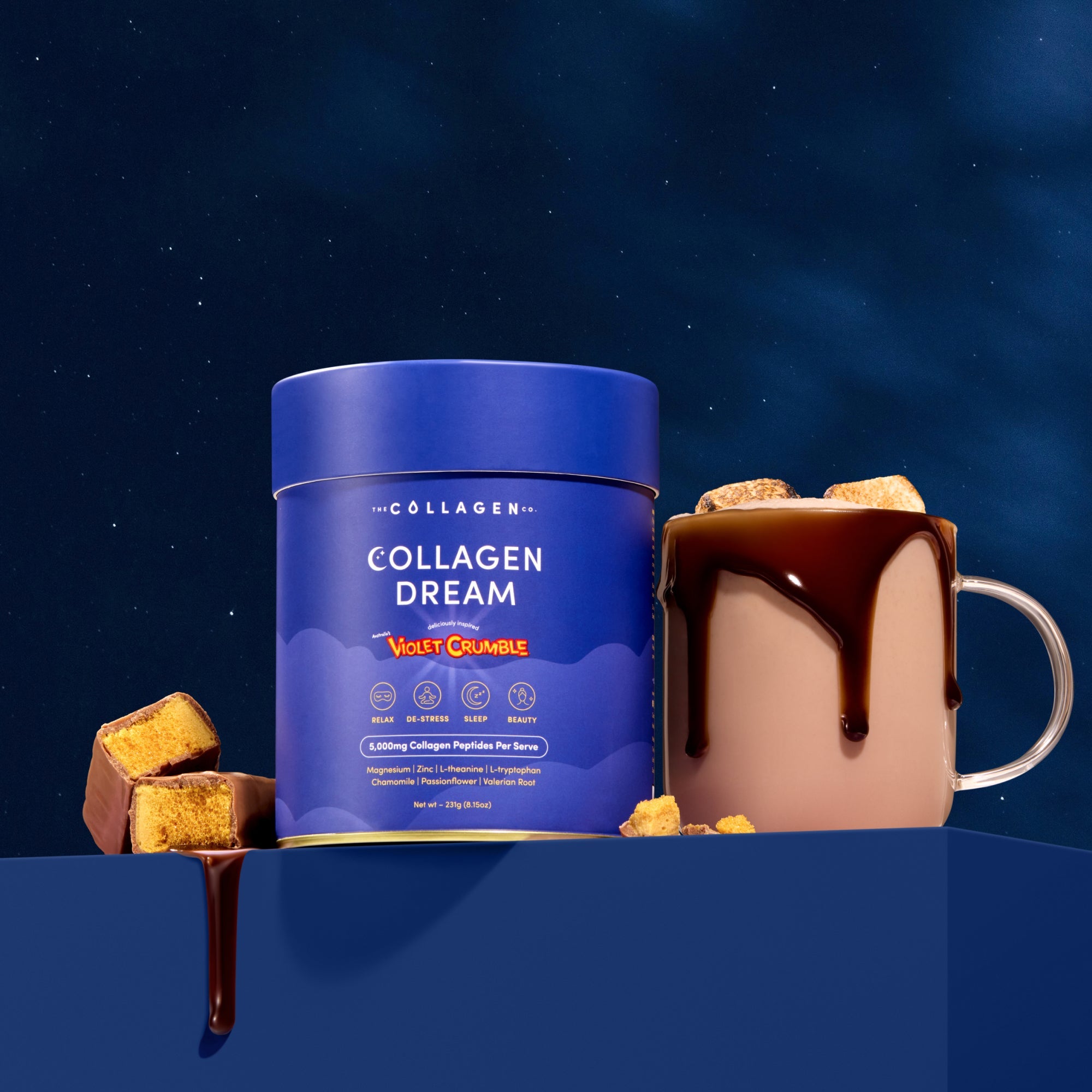 Violet Crumble Collagen Dream Advanced Sleep Formula Hot Chocolate - 231g - The Collagen Co.