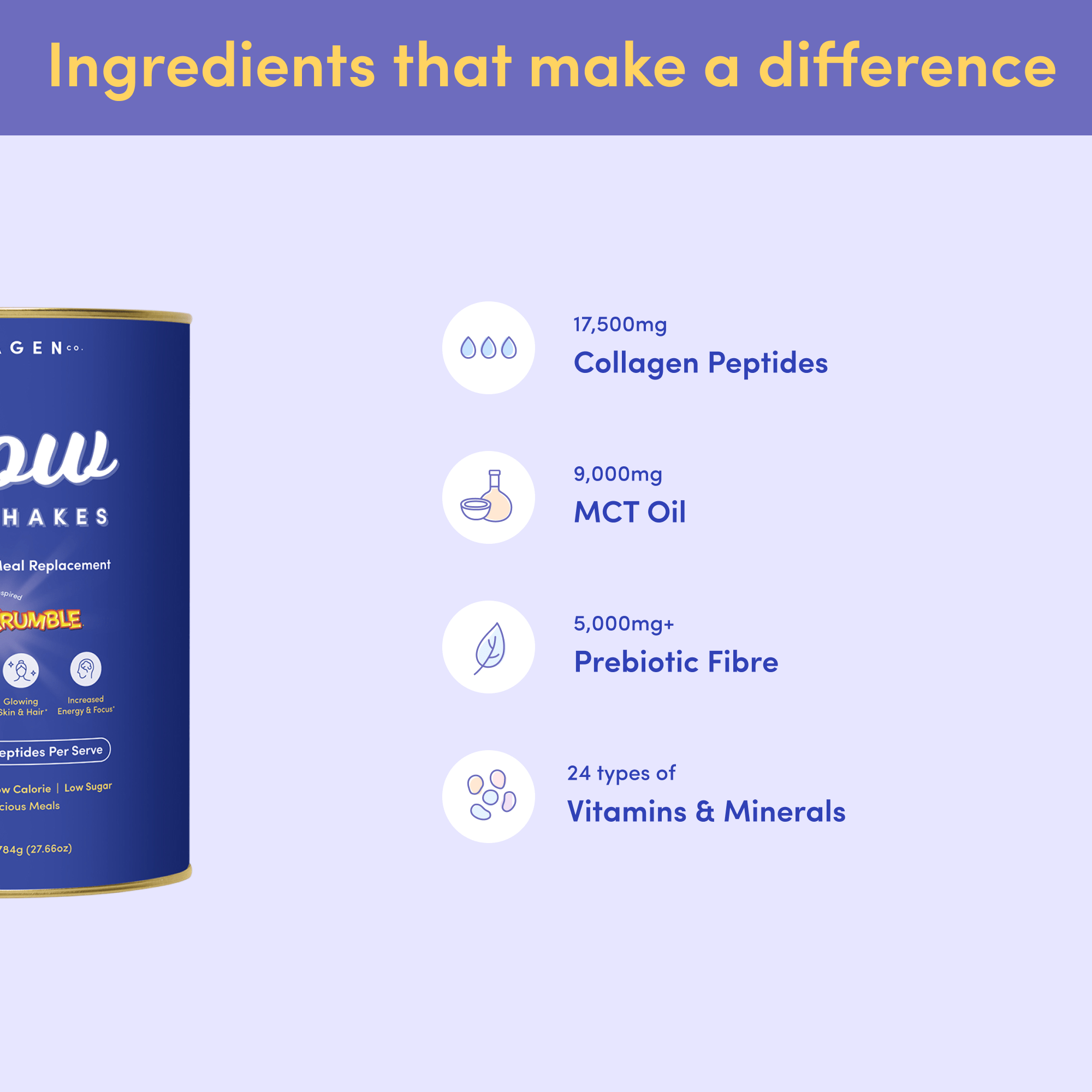 Violet Crumble Collagen Meal Replacement - 784g - The Collagen Co.
