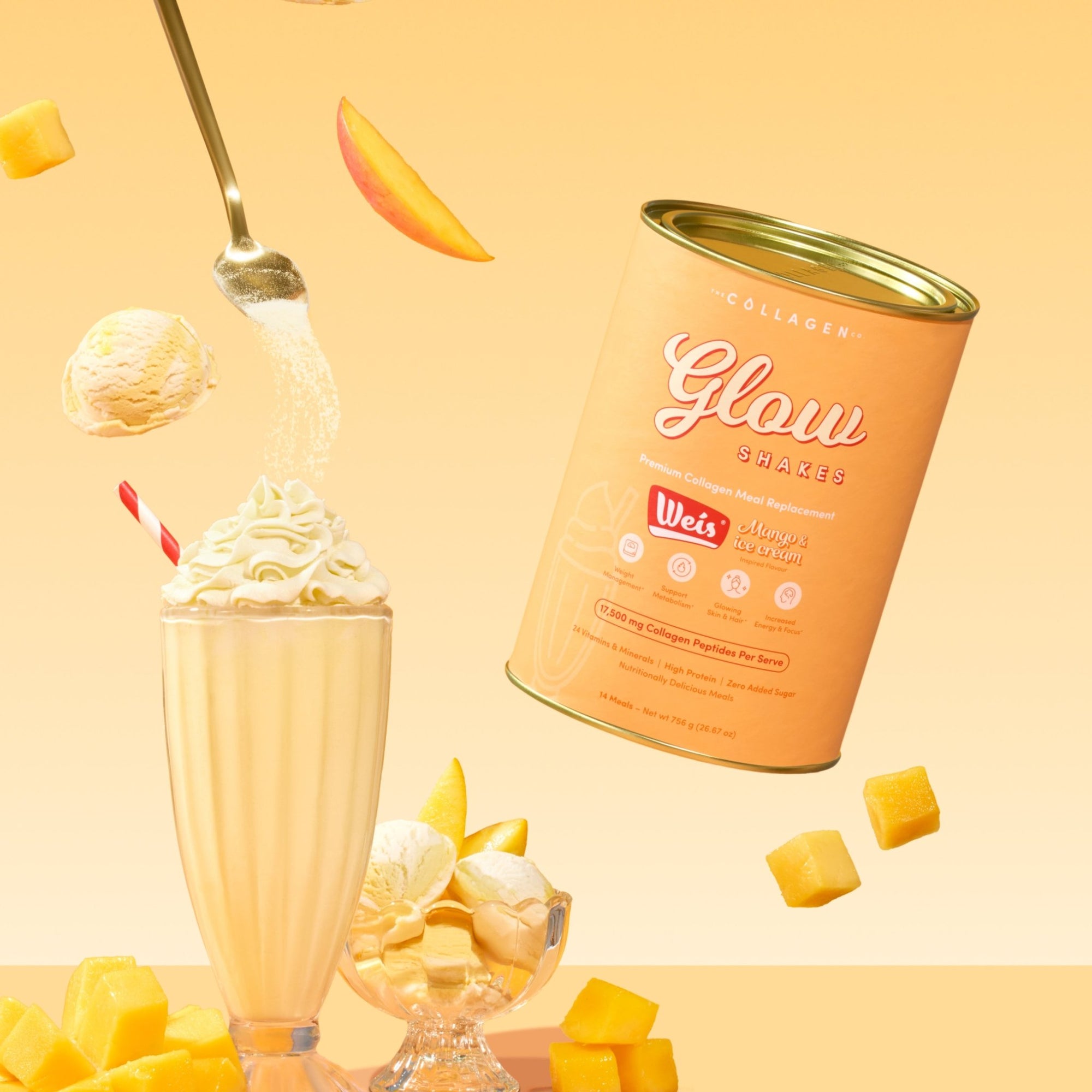Weis Mango & Ice Cream Collagen Meal Replacement - 756g - The Collagen Co.