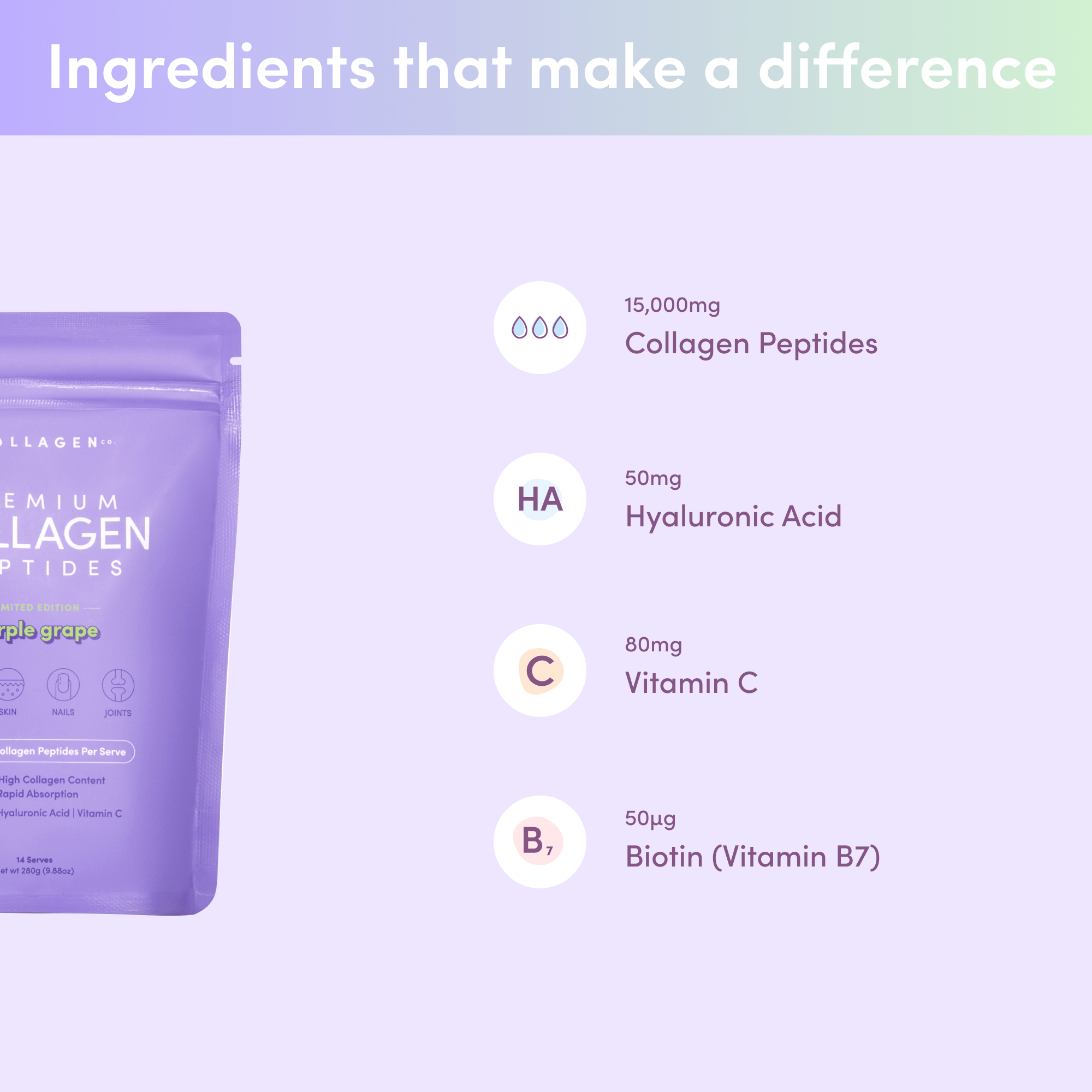 Purple Grape Collagen Powder 280g The Collagen Co.